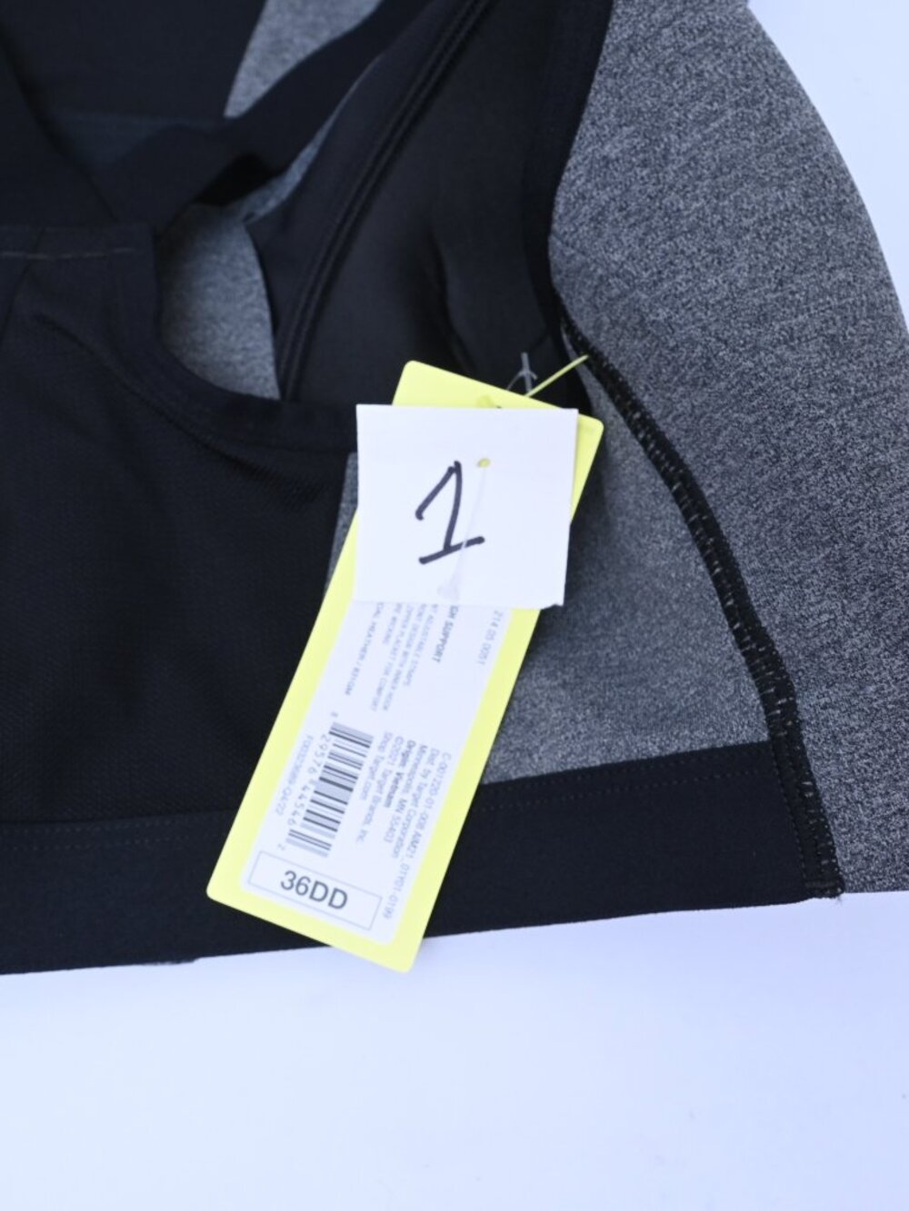 All in Motion Sports Bra Front Zipper Closure, Racerback Gray Black Size 36DD - Picture 4 of 4